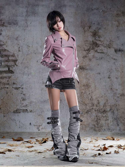 Fur Collar Stylish Slim-Fit Leather Jacket【s0000014481】