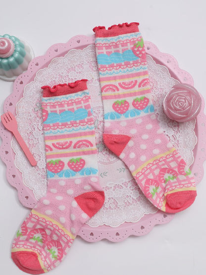Strawberry Cake Print Summer Socks【s0000017757】