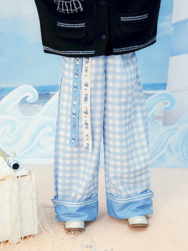 Checkered Wide-Leg Trousers【s0000014158】