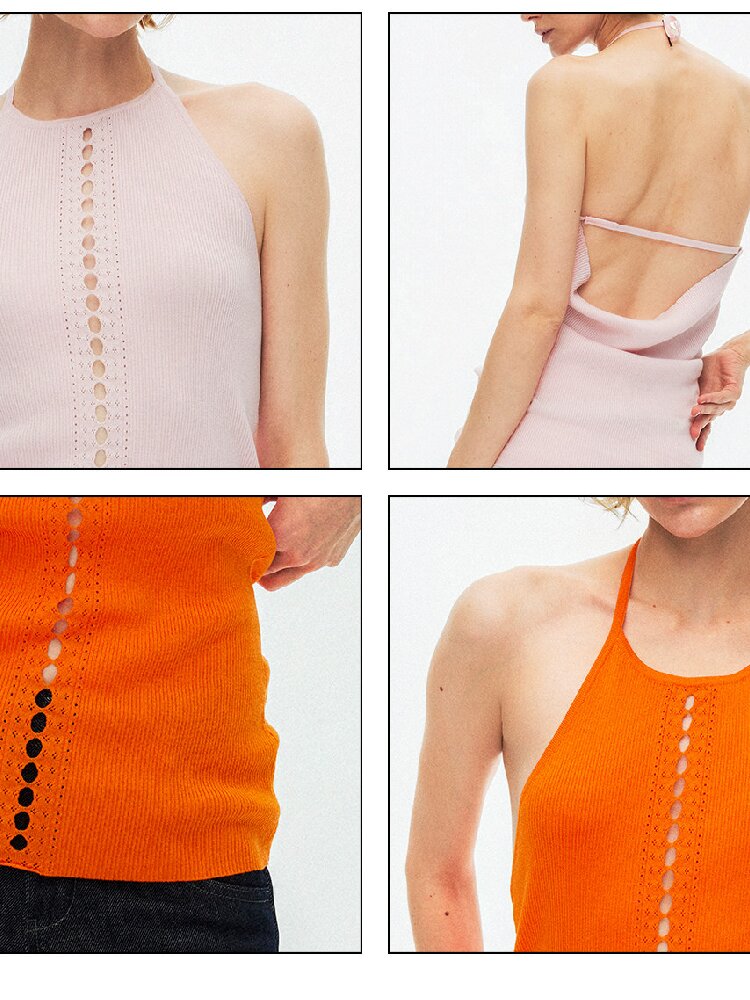 Lyocell Lace Up Halterneck Knit【s0000015929】