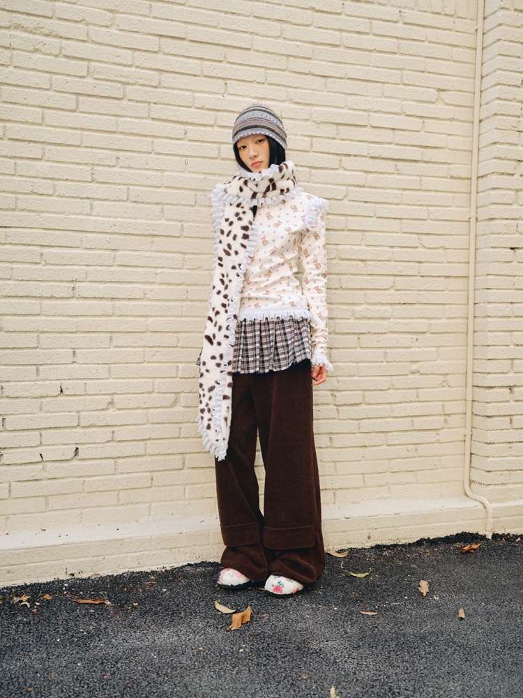 Furry Patterned Faux Fur Lace Scarf【s0000018689】