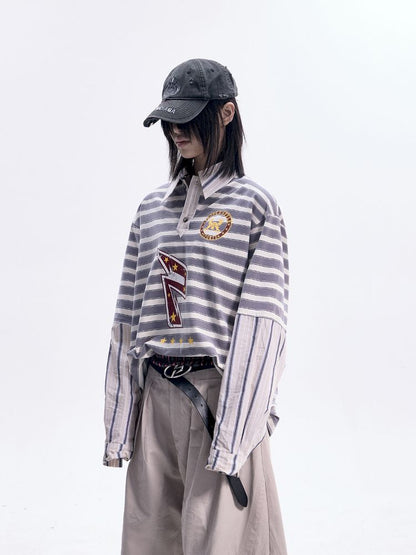 Polo Collar Long Sleeve T-shirt【s0000012088】