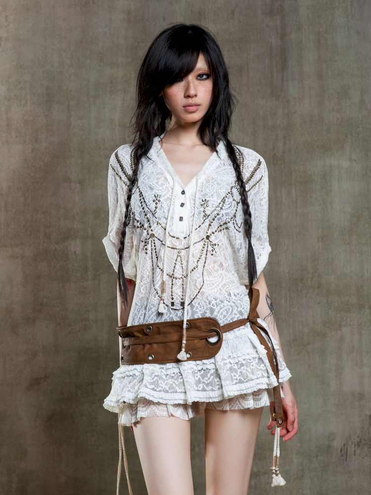 Loose Lace Blouse Dress【s0000012647】