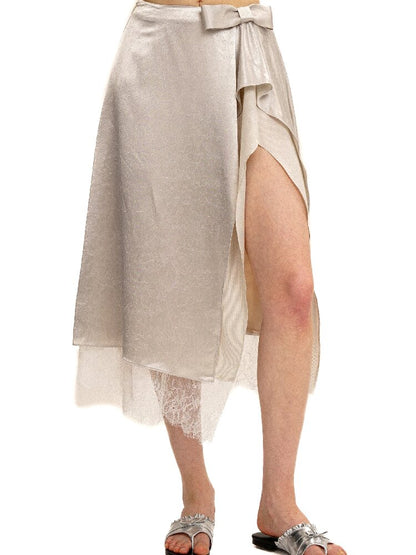 Multi Layered Slit Satin Skirt【s0000017418】