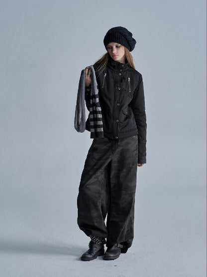 Metallic Black Quilted Jacket【s0000019089】