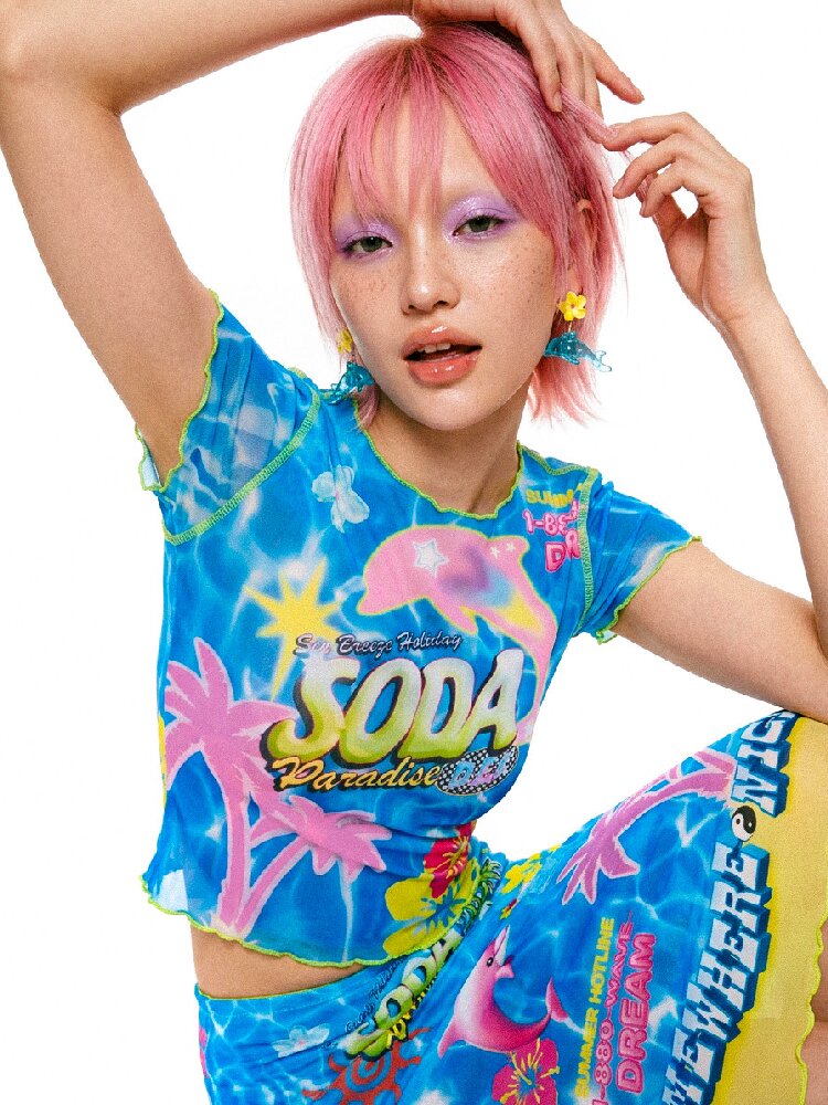 Mesh Short Sleeve Mermaid Dress【s0000017519】