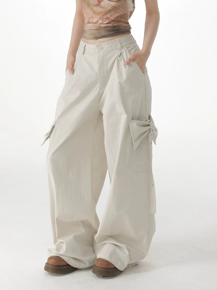 Apricot Bow High Waisted Trousers【s0000017150】
