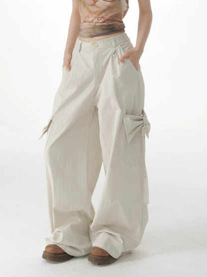 Apricot Bow High Waisted Trousers【s0000017150】