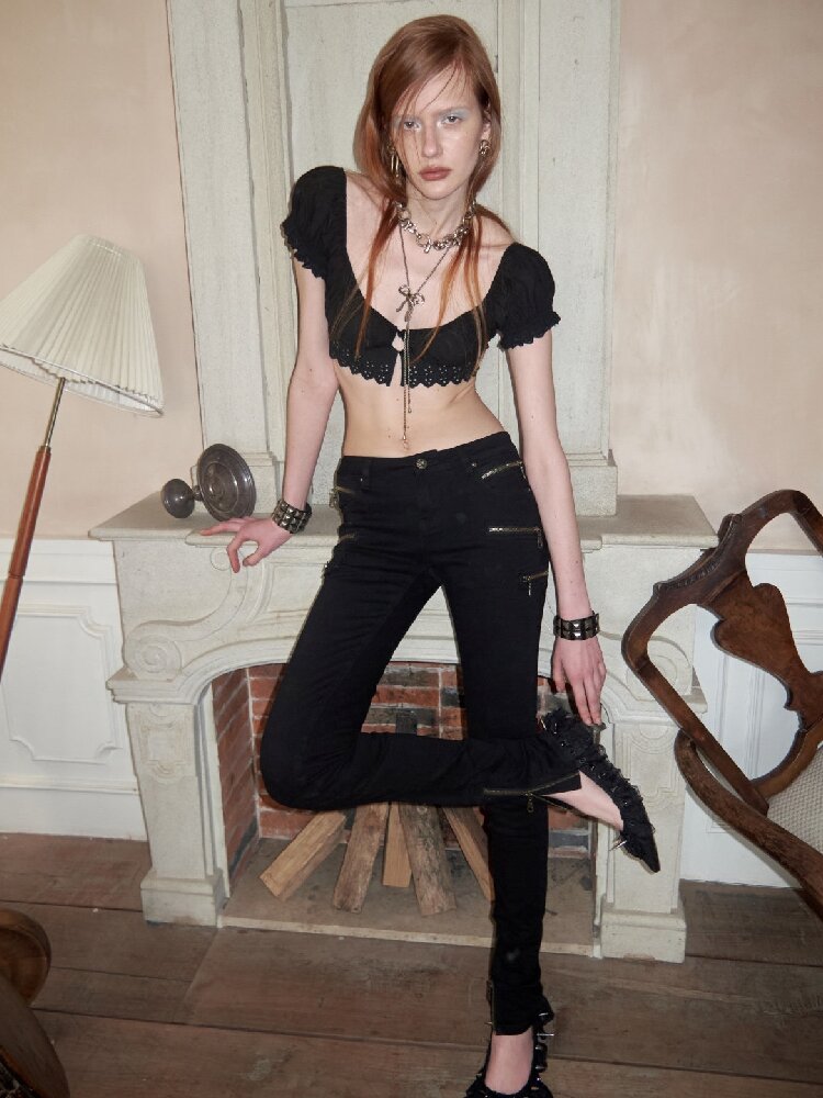 Washed Elastic Skinny Jeans【s0000016921】