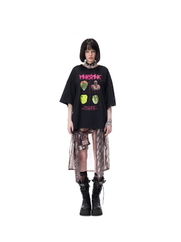 Plant Punk Graphic Loose T-Shirt【s0000017713】