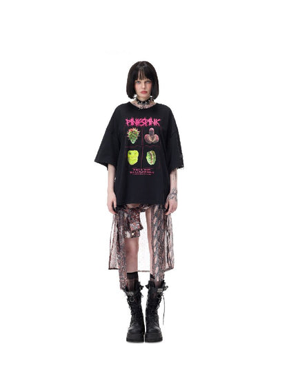 Plant Punk Graphic Loose T-Shirt【s0000017713】