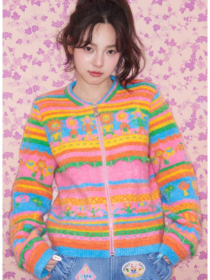 Colorful Striped Plush Knit Sweater【s0000015030】