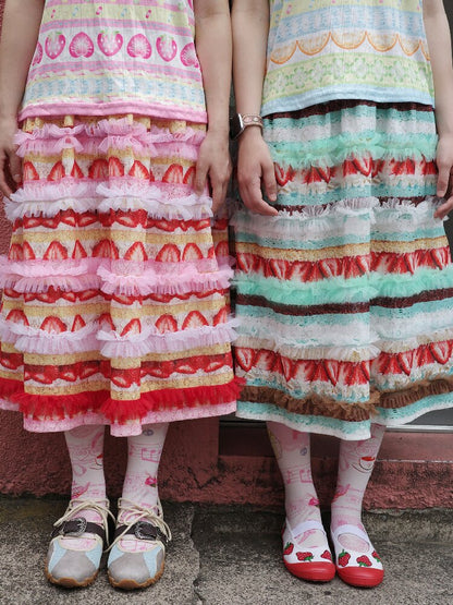 Cake Print Lace Midi Skirt【s0000017763】