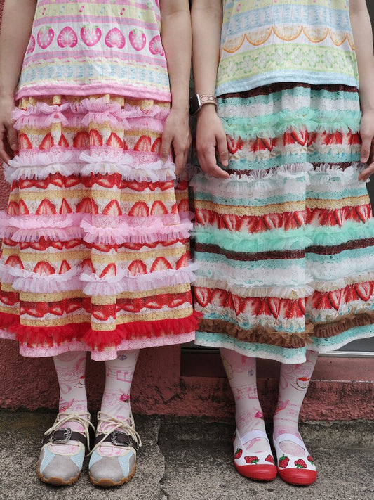 Cake Print Lace Midi Skirt【s0000017763】