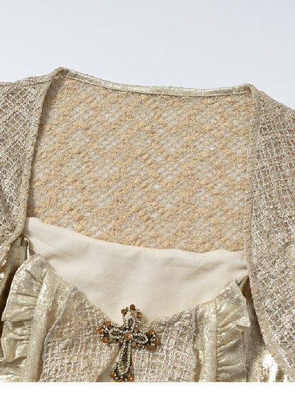 Baroque Satin Ruffle Two Piece Dress【s0000016996】