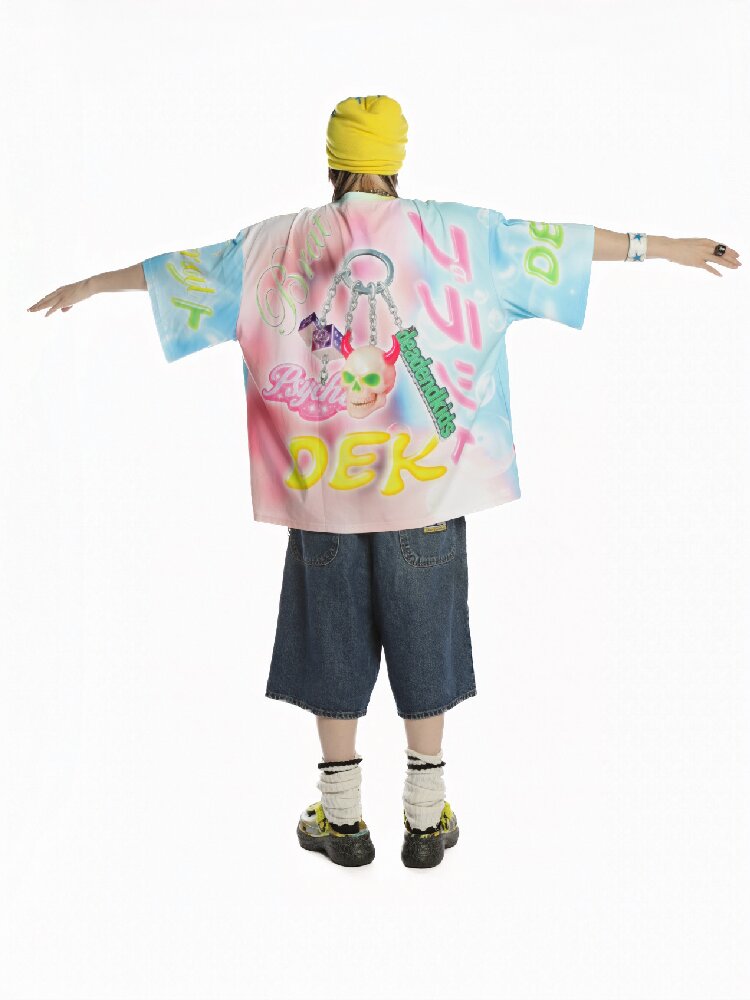 Dopamine Y2k Yabi Print T-shirt【s0000015890】