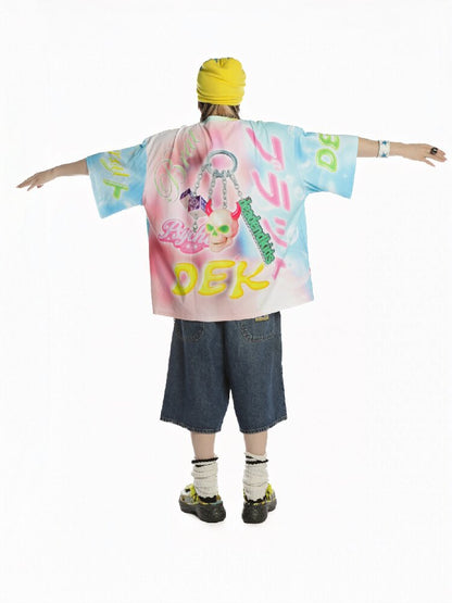 Dopamine Y2k Yabi Print T-shirt【s0000015890】