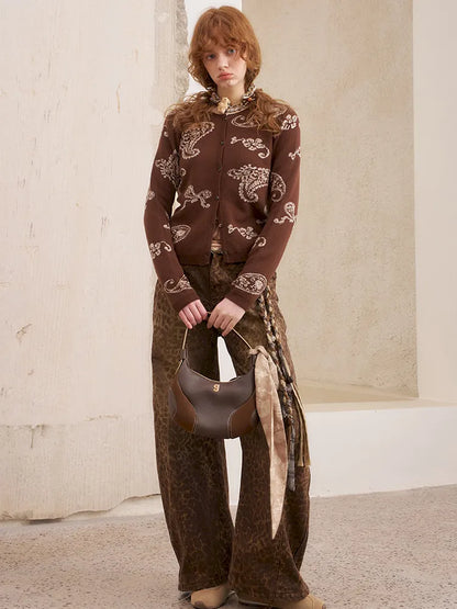 Jacquard Lightweight Long-Sleeve Soft-Fit Knit Cardigan【s0000014064】