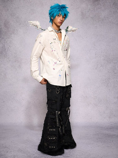 Plaid Floral Lace Angel Wing【s0000019133】