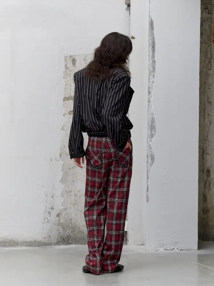 Pleated Plaid Casual Trousers【s0000014206】