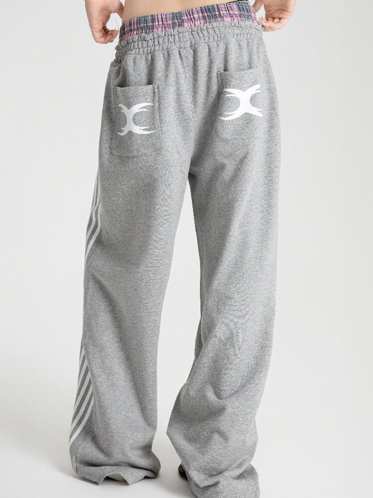 Plaid Double Waist Printed Sweatpants【s0000018571】