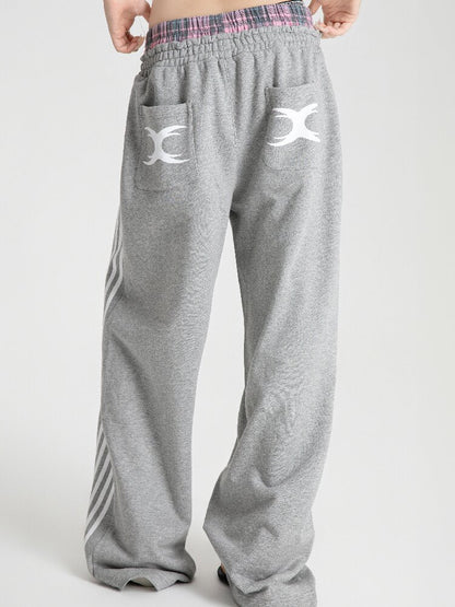 Plaid Double Waist Printed Sweatpants【s0000018571】