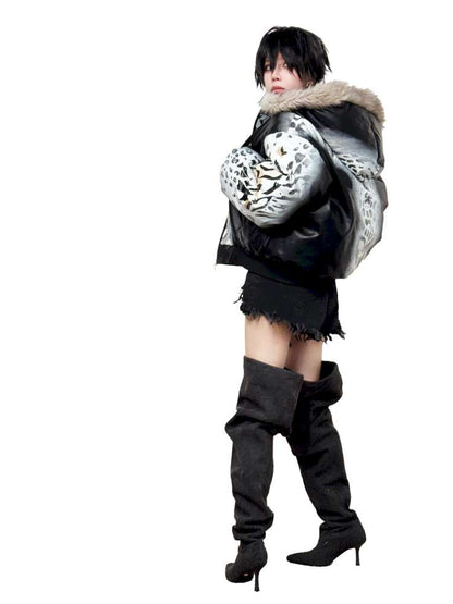 Gradient Cotton Hooded Leopard Jacket【s0000014863】