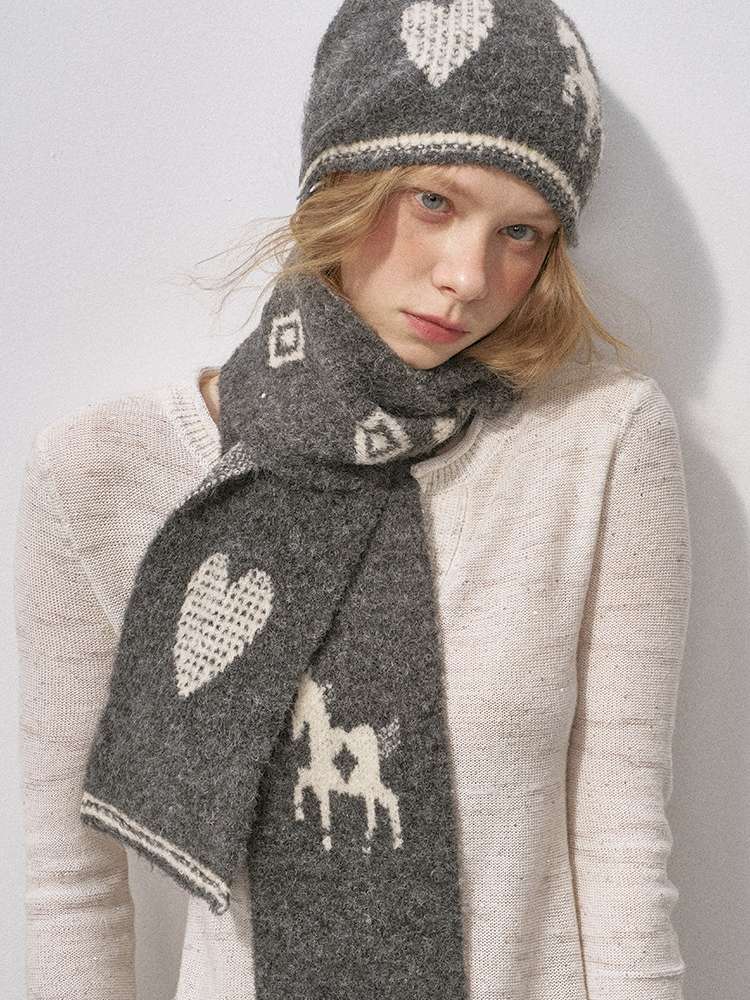 Love Pony Knitted Plush Hat Scarf【s0000015217】