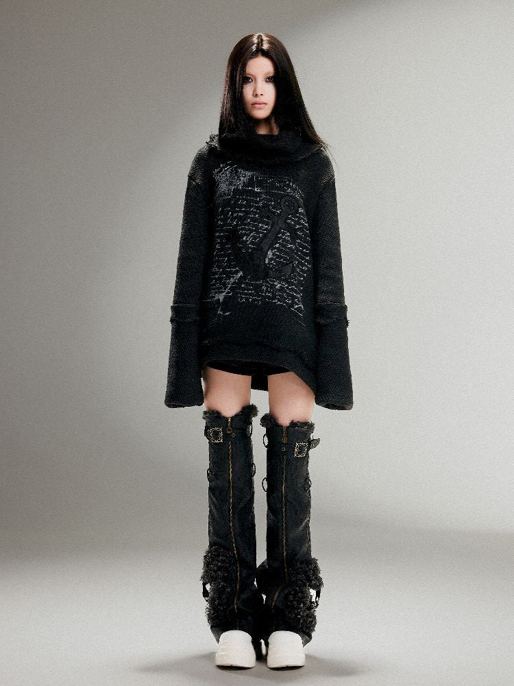 High Neck Fringe Sweater【s0000011259】