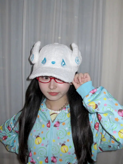 Towel Y2K White Duckbill Baseball Cap【s0000014196】