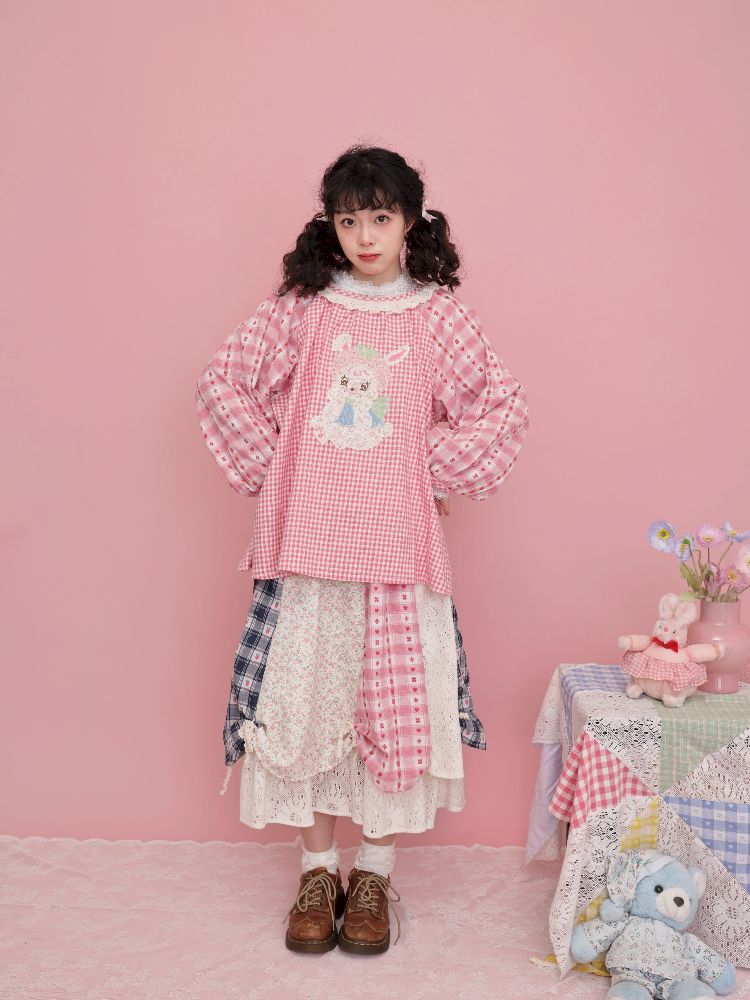 Strawberry Bunny Balloon Sleeve Shirt【s0000012017】