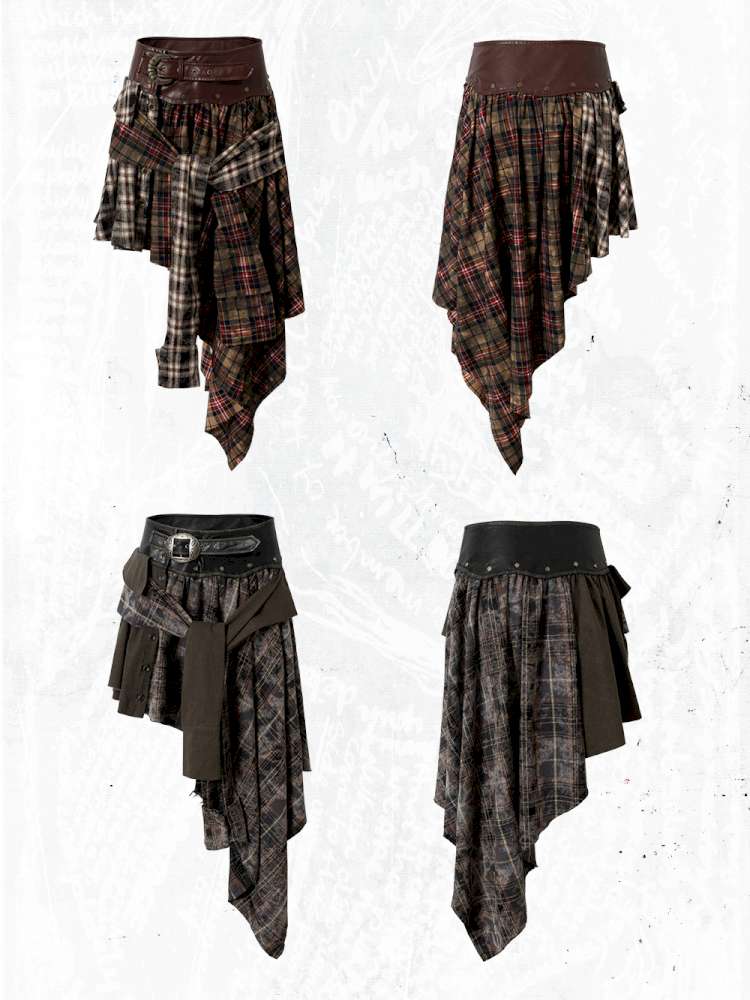 Patchwork Plaid Shirt Dress Skirt【s0000014473】