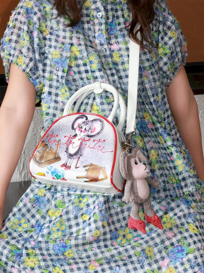 Small mouse microfiber leather handbag【s0000012826】