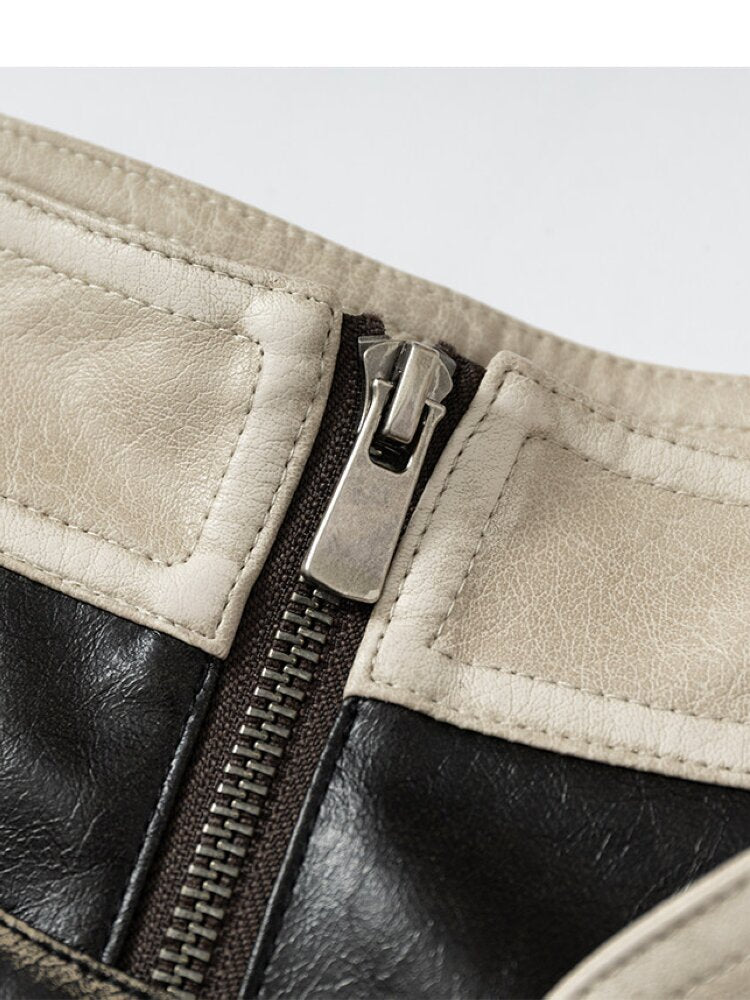 Fake Two Pieces Leather Trousers【s0000015542】