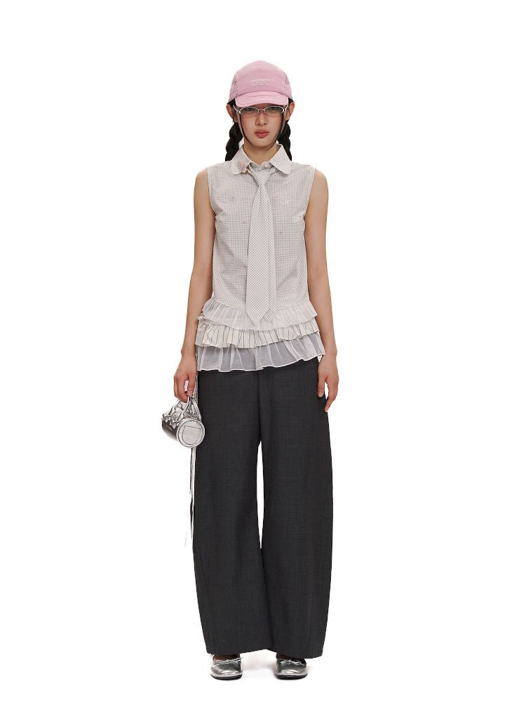 Removable tie sleeveless shirt【s0000012506】