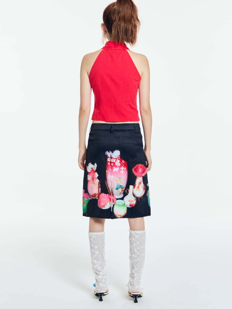 Vintage Porcelain Mid Skirt Slim【s0000018687】