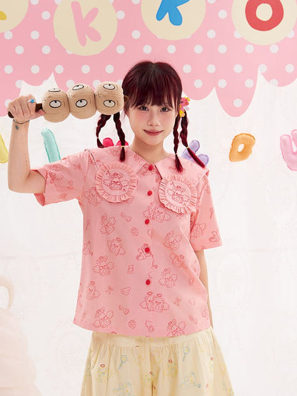 Animal Angel Bunny Collar Pink Shirt【s0000013190】