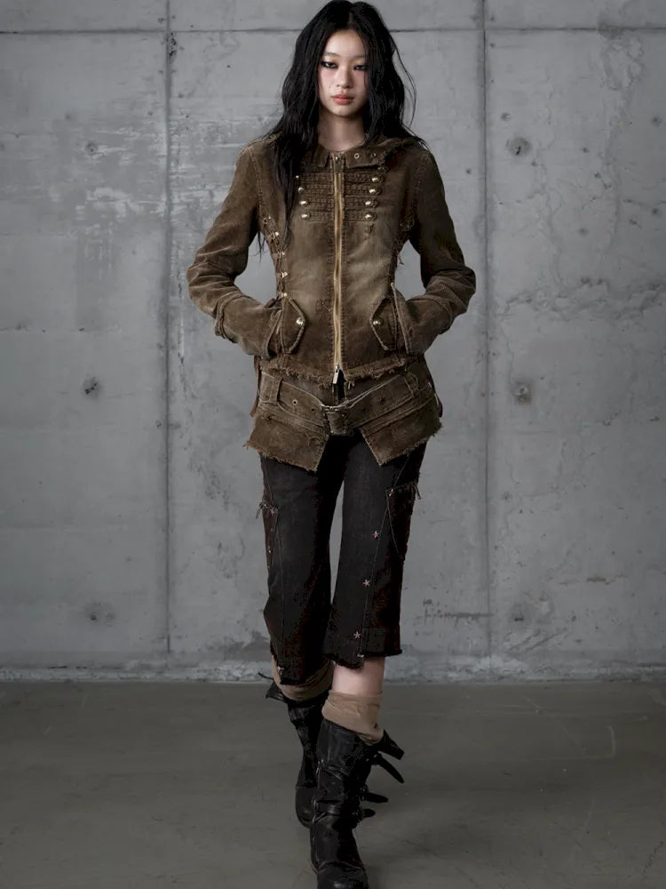 Corduroy Detachable Slim-Fit Hooded Jacket【s0000013952】