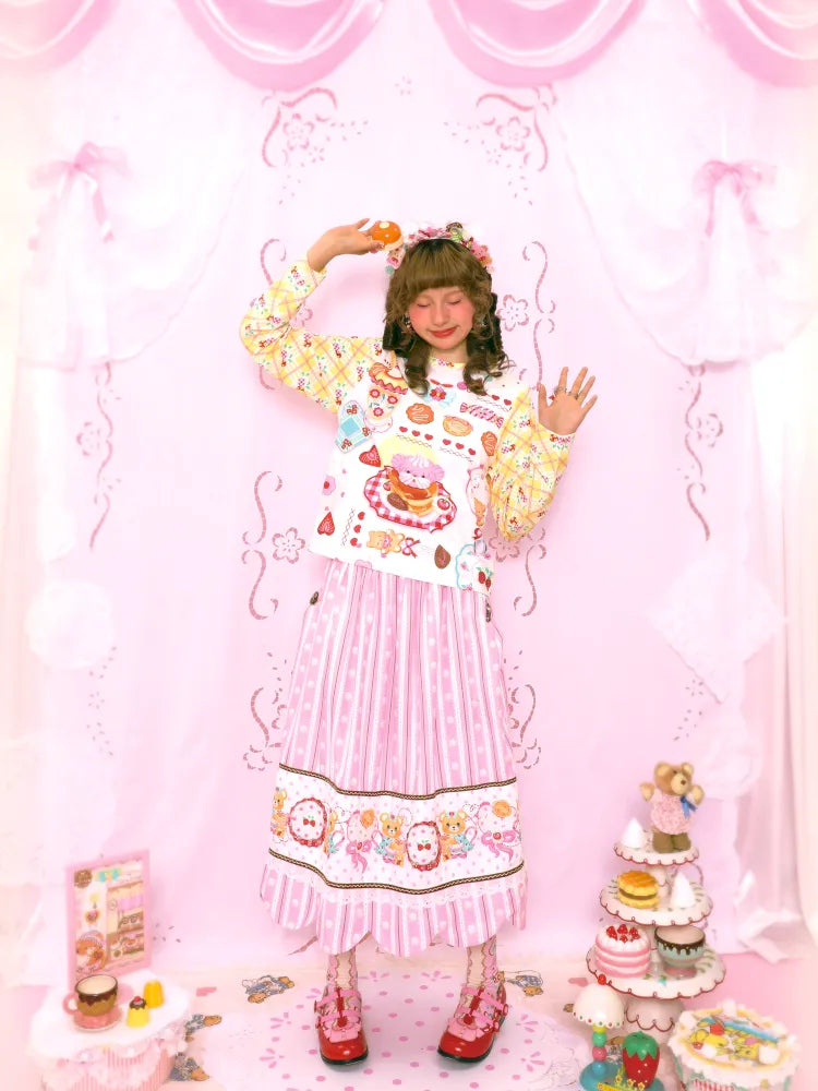 Sweet Print Yellow Checkered Contrast Base Layer【s0000014159】