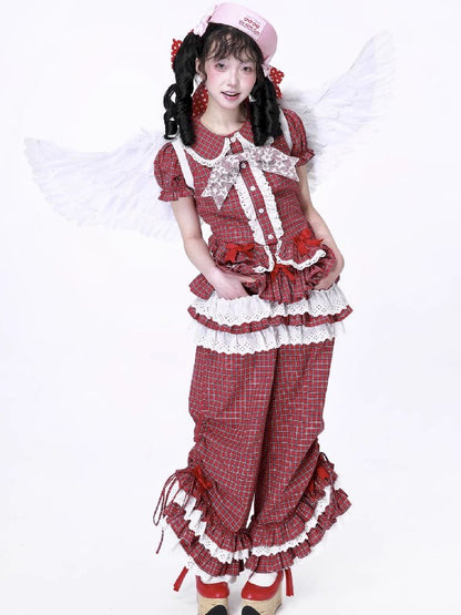 Retro Red Plaid Trousers【s0000012192】