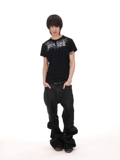 Gothic Slogan Print Crew T-Shirt【s0000018219】