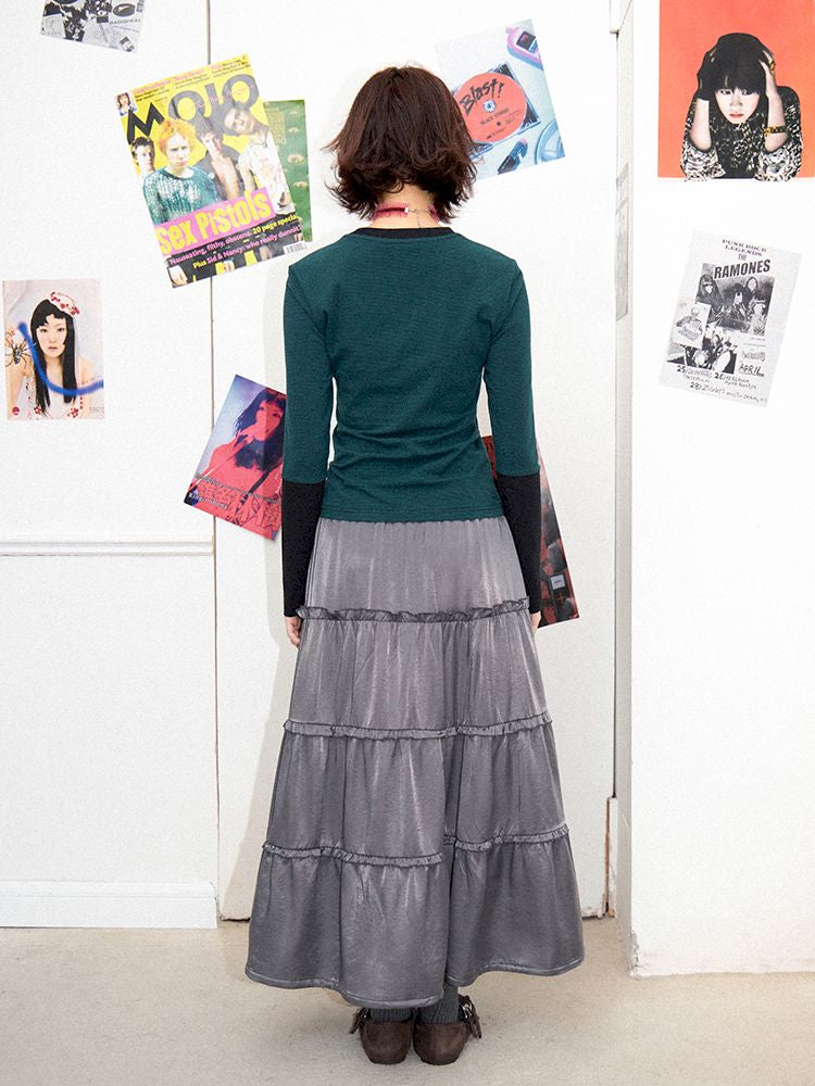 Stripe Splicing Printed T-Shirt【s0000011648】