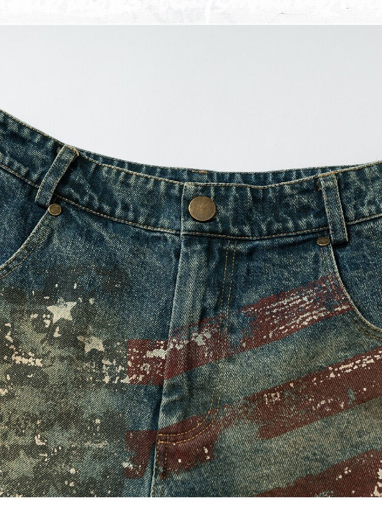Nostalgic Print Fake Two Denim【s0000015931】