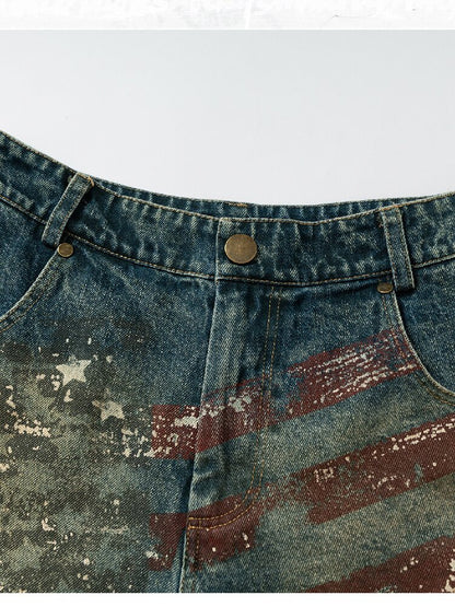 Nostalgic Print Fake Two Denim【s0000015931】