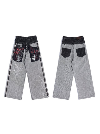 Bare-eared Pulping Double-waisted Jeans【s0000016959】