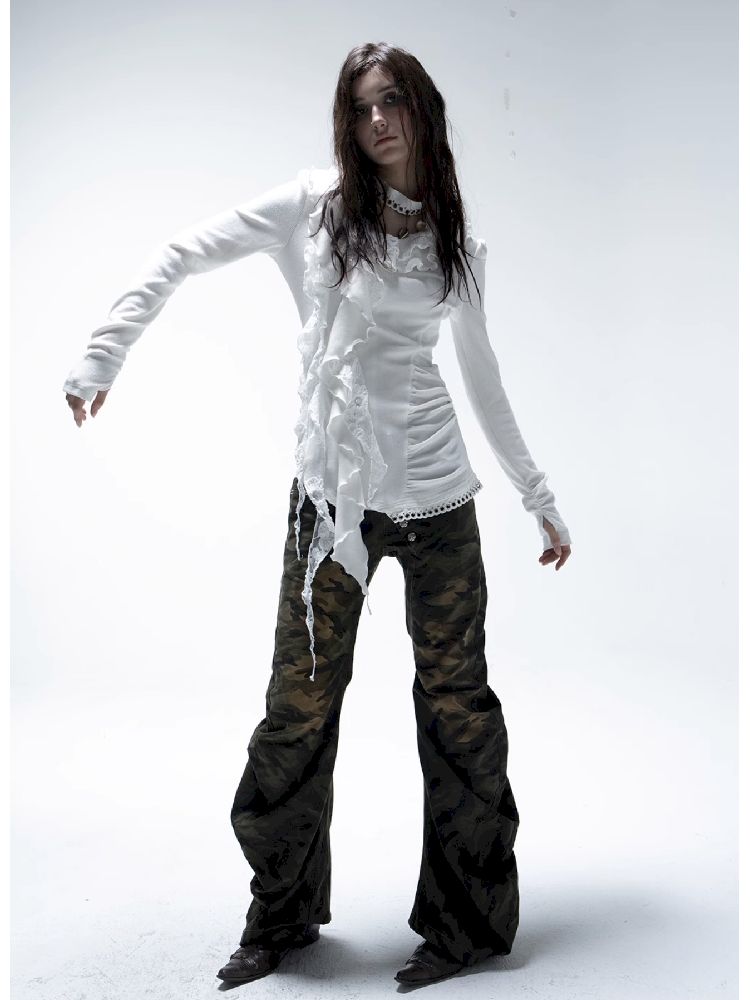 Ruffle Edge Vintage Knit Cardigan【s0000011271】