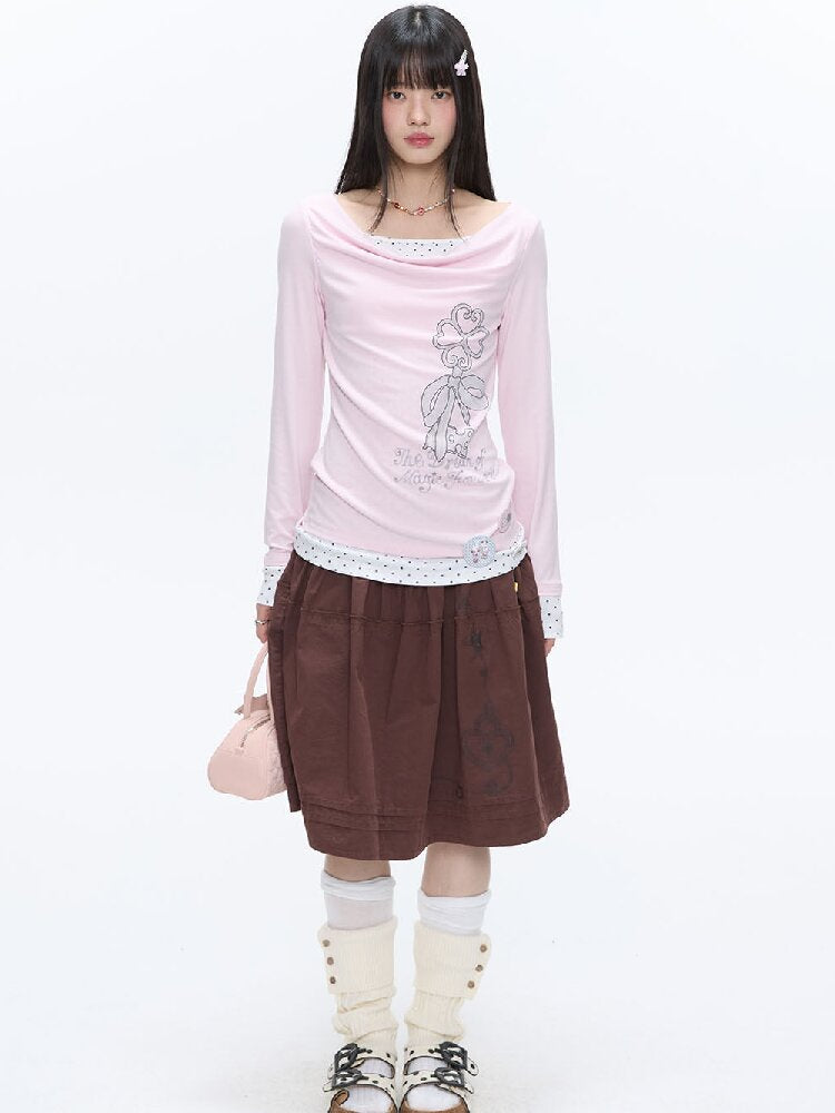 Soft Patchwork Collar Slim Top【s0000016385】