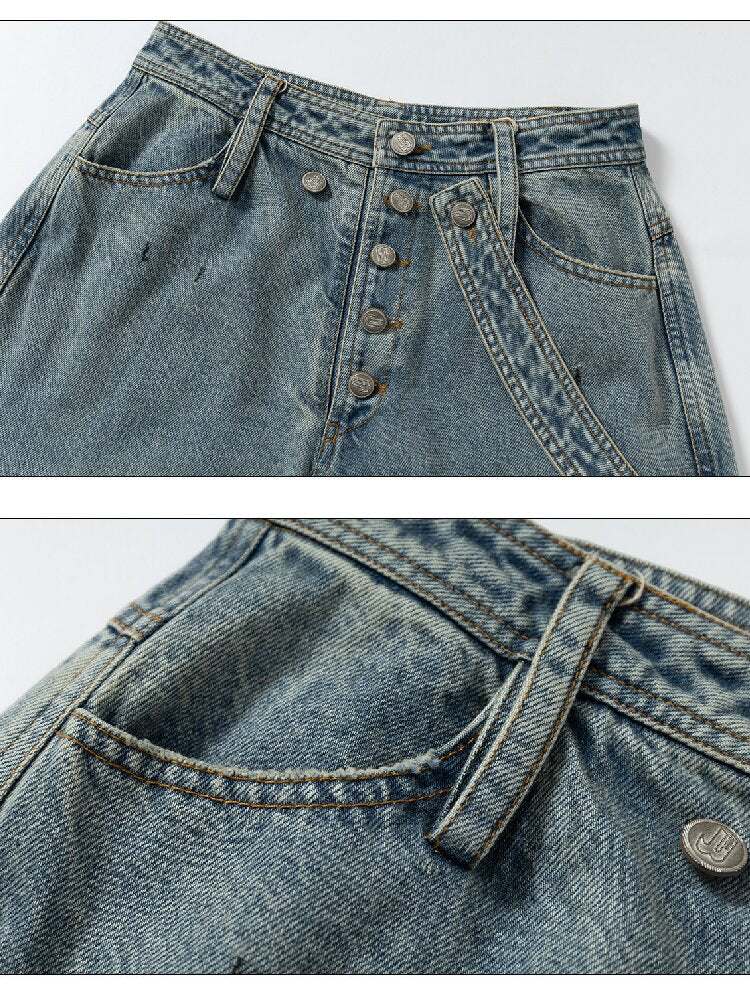 Washed Scratch Wide-Leg Jeans【s0000016255】