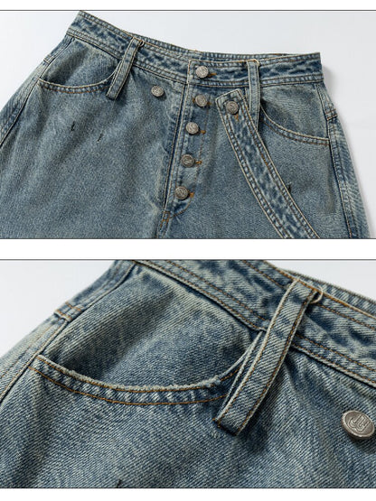 Washed Scratch Wide-Leg Jeans【s0000016255】