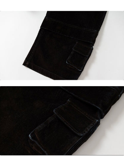 Mottled Velvet Buttoned Wide-Leg Pants【s0000018557】